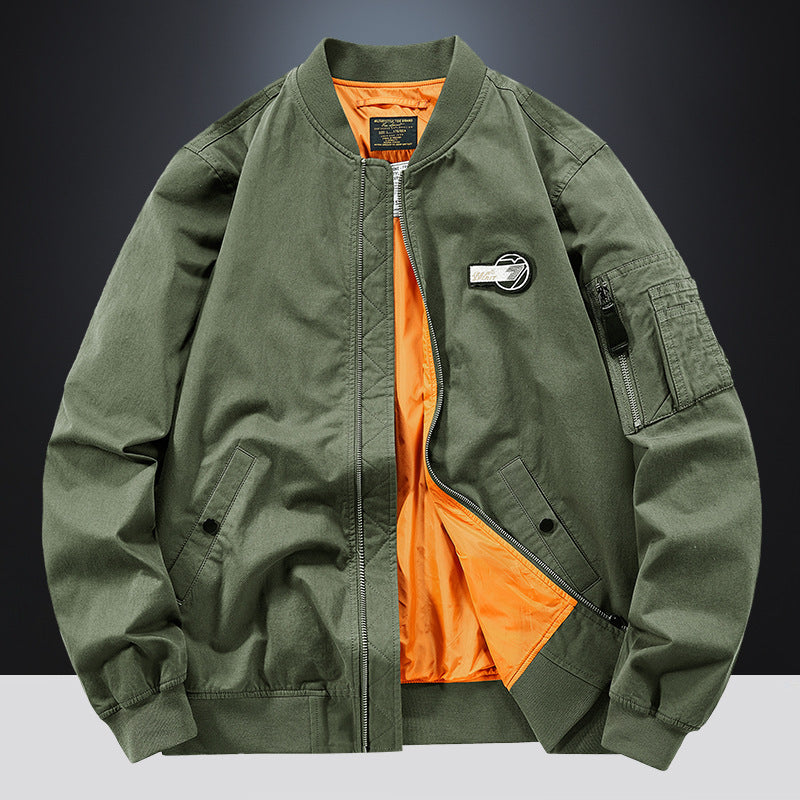 Men's bomber jacket in pilot style with contrasting inner lining and arm pocket Fashion Glam