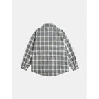 Unisex Oversize-checkered Flannel shirt with rounded hem and diagonal chest pocket Fashion Glam