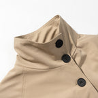 Women's Short Tailored Trench Coat with High Stand Collar and Tie Belt Fashion Glam