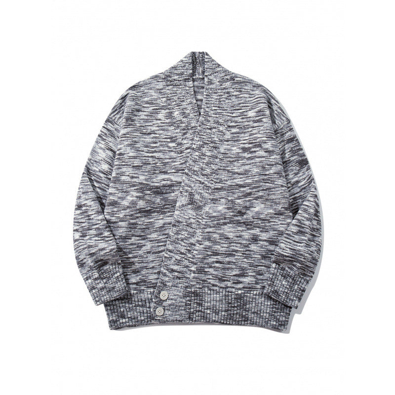 Unisex Boxy Knit Cardigan with Asymmetric Button Placket and Wide Ribbed Hem Fashion Glam