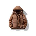 Men's padded hooded jacket with teddy lining and contrasting softshell sleeves Fashion Glam