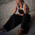 Ladies Wide Overalls in Palazzo Style with Adjustable Straps Fashion Glam