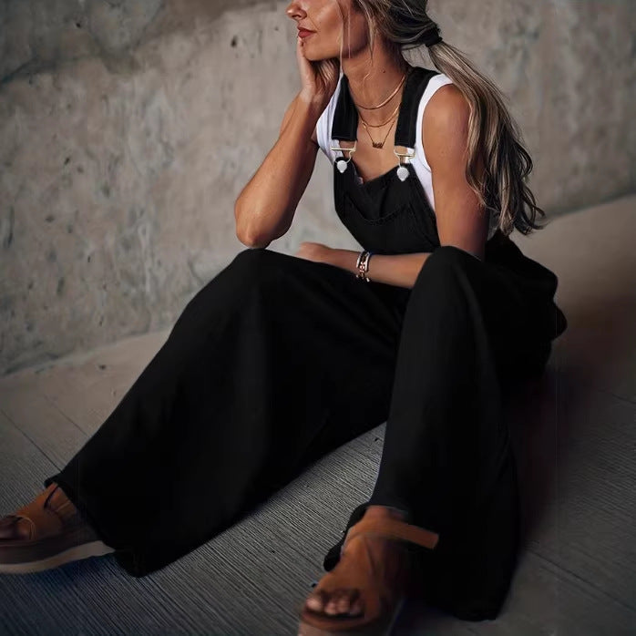 Ladies Wide Overalls in Palazzo Style with Adjustable Straps Fashion Glam