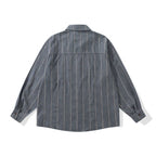 Unisex Oversized Shirt Jacket with Pinstripes, Chest Pocket and Boxy Cut Fashion Glam