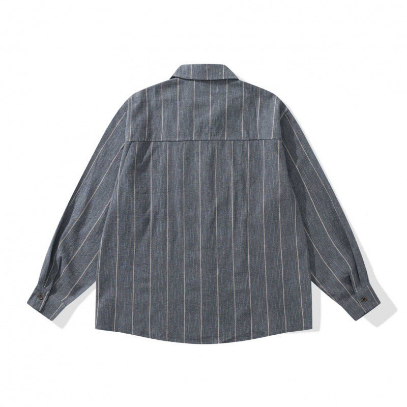 Unisex Oversized Shirt Jacket with Pinstripes, Chest Pocket and Boxy Cut Fashion Glam
