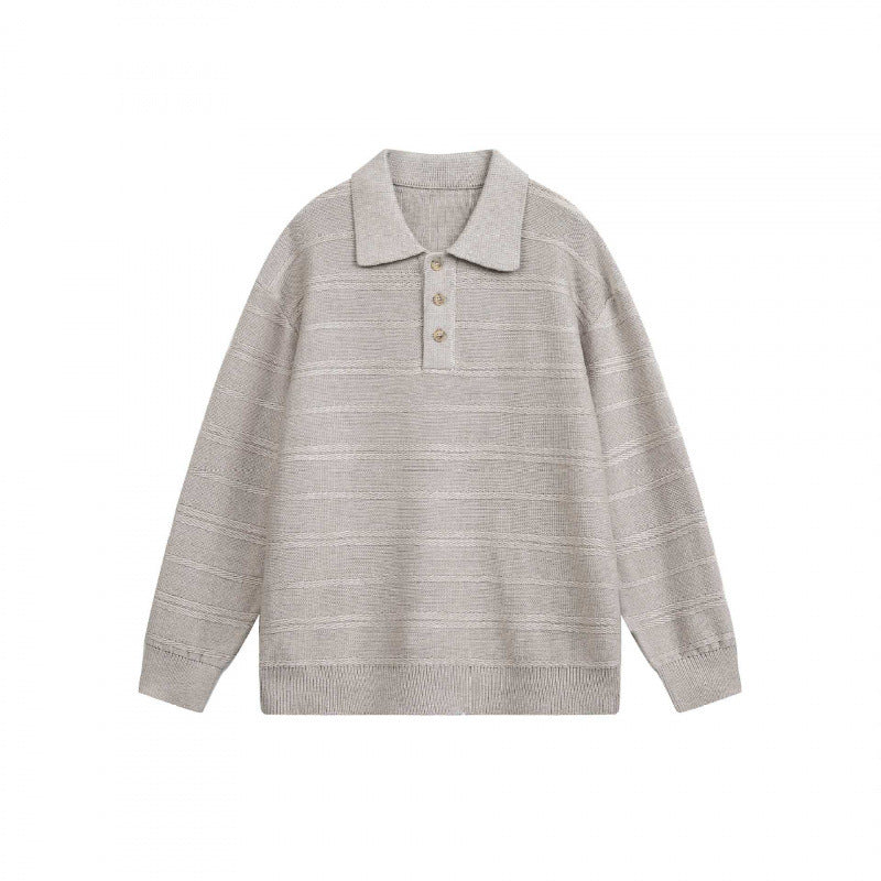 Unisex Lightweight Boxy Polo Knit Sweater with Half Button Placket and Shirt Collar Fashion Glam