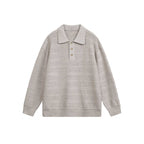 Unisex Lightweight Boxy Polo Knit Sweater with Half Button Placket and Shirt Collar Fashion Glam