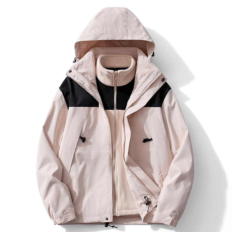 Men's two-layer softshell trekking jacket with removable fleece inner jacket and hood Fashion Glam