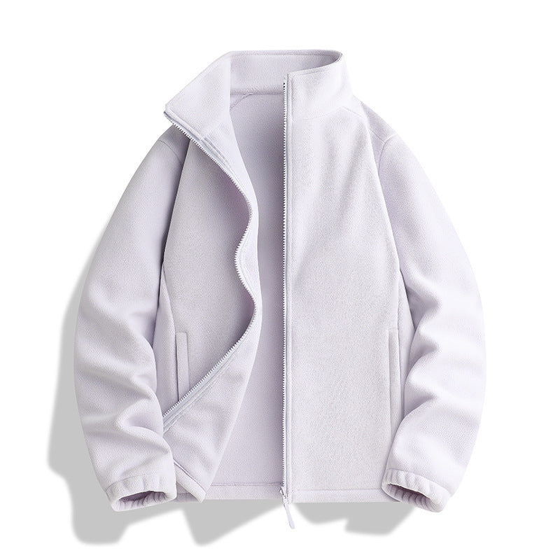Unisex fleece jacket with standing collar, full-length zipper and elastic cuffs Fashion Glam
