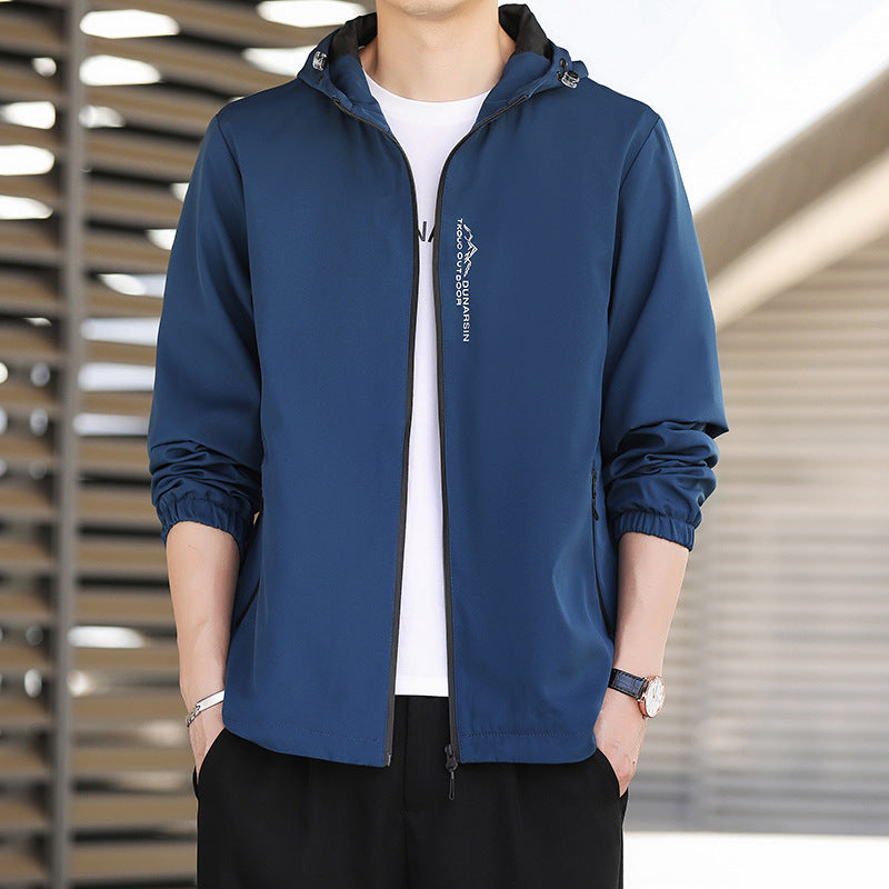 Men's Ultralight Hooded Shell Jacket in Urban Minimal Style with Windproof Membrane and Zipper Pockets Fashion Glam