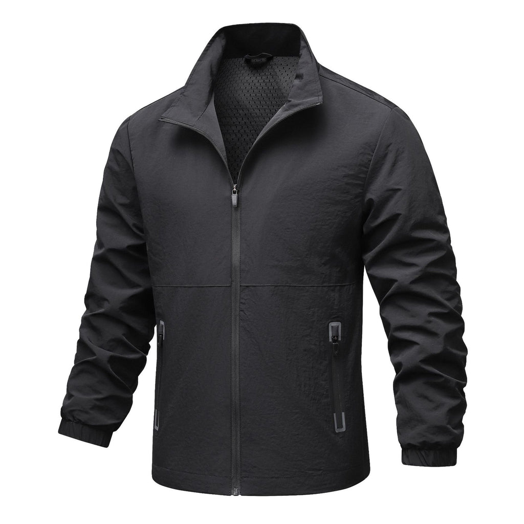 Men's lightweight technical windbreaker with mesh lining, high stand-up collar and zippered pockets Fashion Glam
