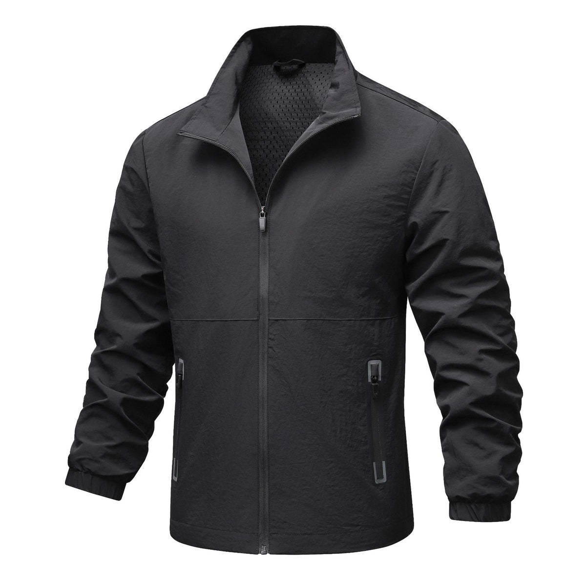 Men's lightweight technical windbreaker with mesh lining, high stand-up collar and zippered pockets Fashion Glam