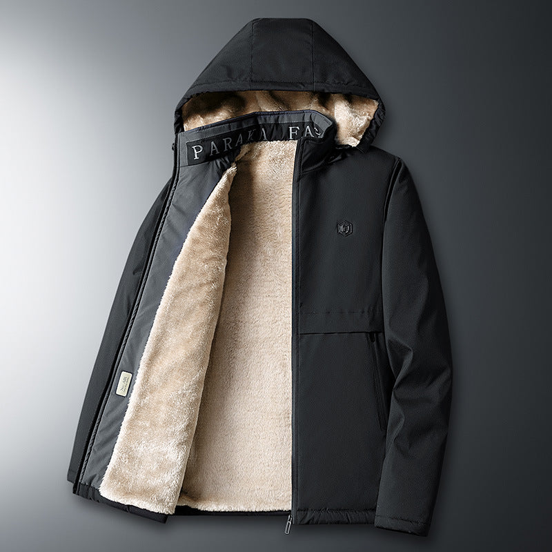 Men's transitional jacket with teddy lining, windproof outer shell and hood Fashion Glam