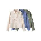 Women's Oversize Utility Jacket made of twill with appliquéd chest pockets Fashion Glam