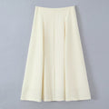 Women's midi skirt with tailored A-line and piped box pleats Fashion Glam