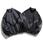 [Unisex] Oversize technical wind and rain jacket with stand-up collar, reflective piping, and elastic hem Fashion Glam