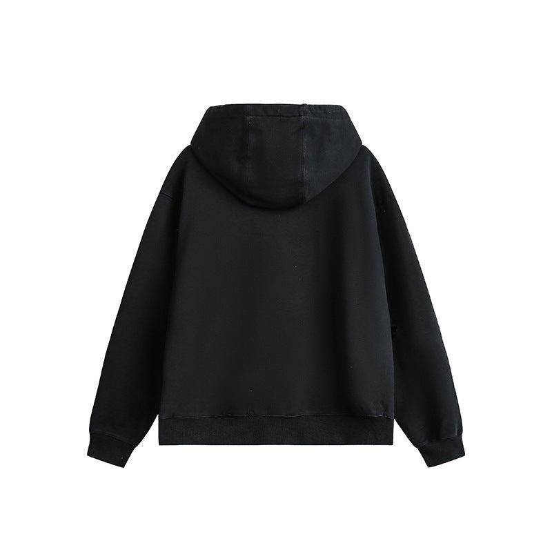 Unisex Oversize Hoodie with Distressed Details, Kangaroo Pocket and Ribbed Cuffs Fashion Glam