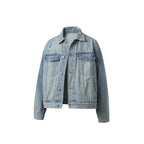 Men's oversized denim jacket in vintage look with slight used effect and chest pockets Fashion Glam