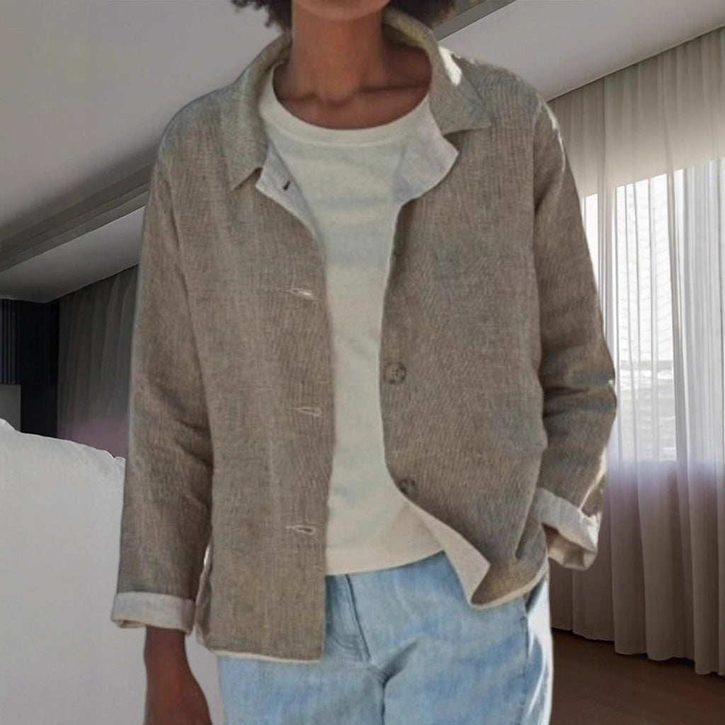 Women Lightweight and Casual Cotton Jacket with Buttoned Details Fashion Glam