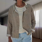 Women Lightweight and Casual Cotton Jacket with Buttoned Details Fashion Glam