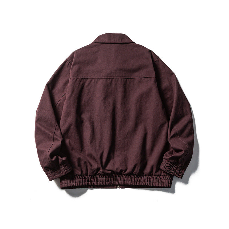Men's Boxy Field Jacket in Utility Look with Stand-up Collar, Full-length Zipper and Elastic Hem Fashion Glam