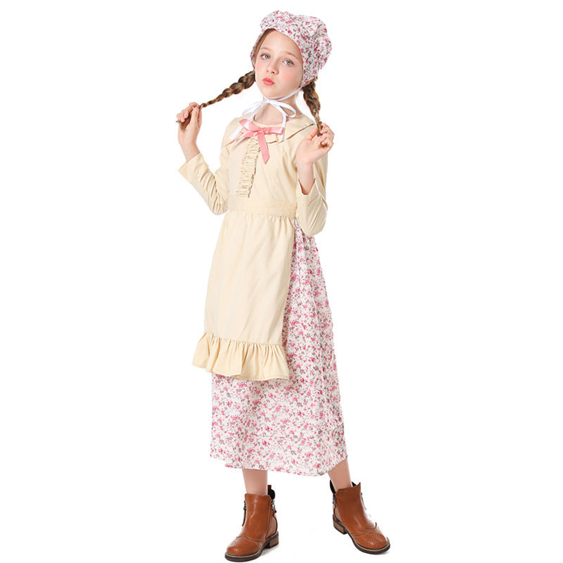 Girls' farmhouse dress with floral details Fashion Glam