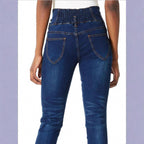Women High-waisted Slim-Fit Sculpting Skinny Jeans with V-shape waistband and Push-up effect Fashion Glam
