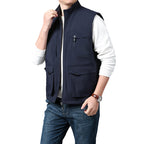 Men's Lightweight Thermo-Fleece Vest with Stand-Up Collar, Front Zipper and Side Pockets Fashion Glam
