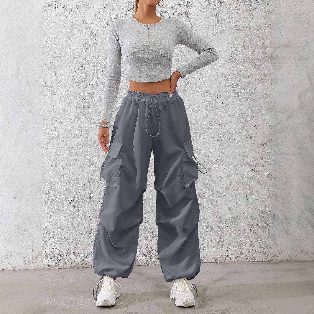 Women’s cargo pants with elastic waistband and practical side pockets Fashion Glam