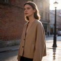 Women Boxy Wool Blend Cropped Coat with Minimalist Silhouette Fashion Glam