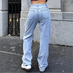 Women's High-Waisted Oversized Baggy Jeans with Strong Destroyed Look and Deep Crotch Fashion Glam