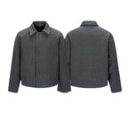 Men's Short Boxy Wool Blend Transitional Jacket with Concealed Button Placket and Raglan Sleeves Fashion Glam