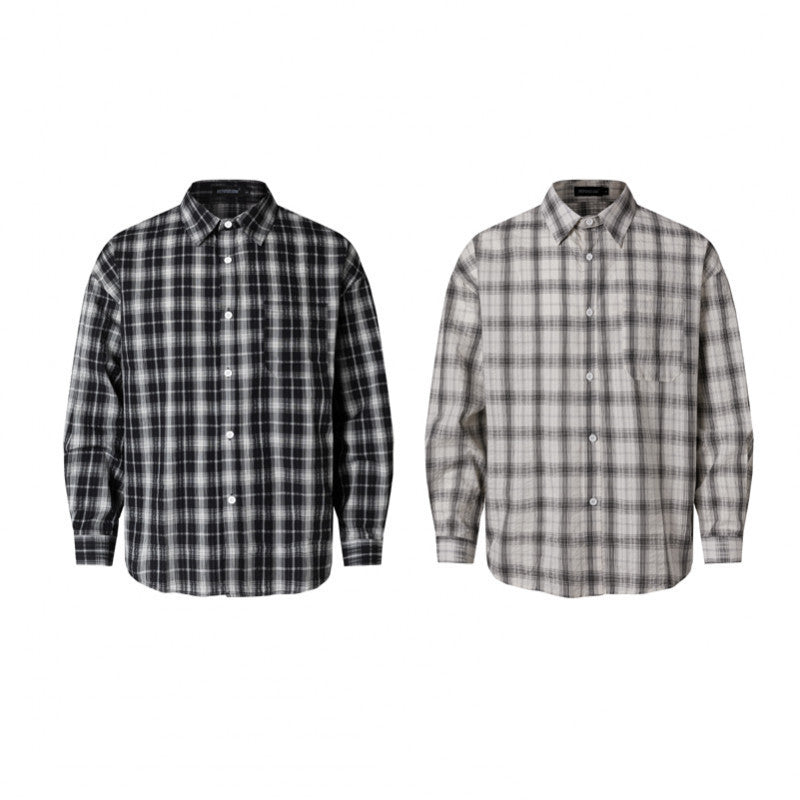 Unisex Oversized Checkered Shirt in Linen Blend with Shirt Collar, Chest Pocket, and Boxy Silhouette Fashion Glam