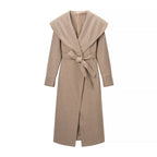 Women Oversize Wool Blend Cocoon Coat with Extra Wide Shawl Collar and Straight Cut Fashion Glam