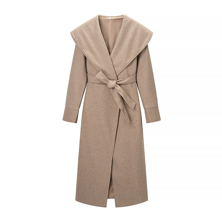 Women Oversize Wool Blend Cocoon Coat with Extra Wide Shawl Collar and Straight Cut Fashion Glam