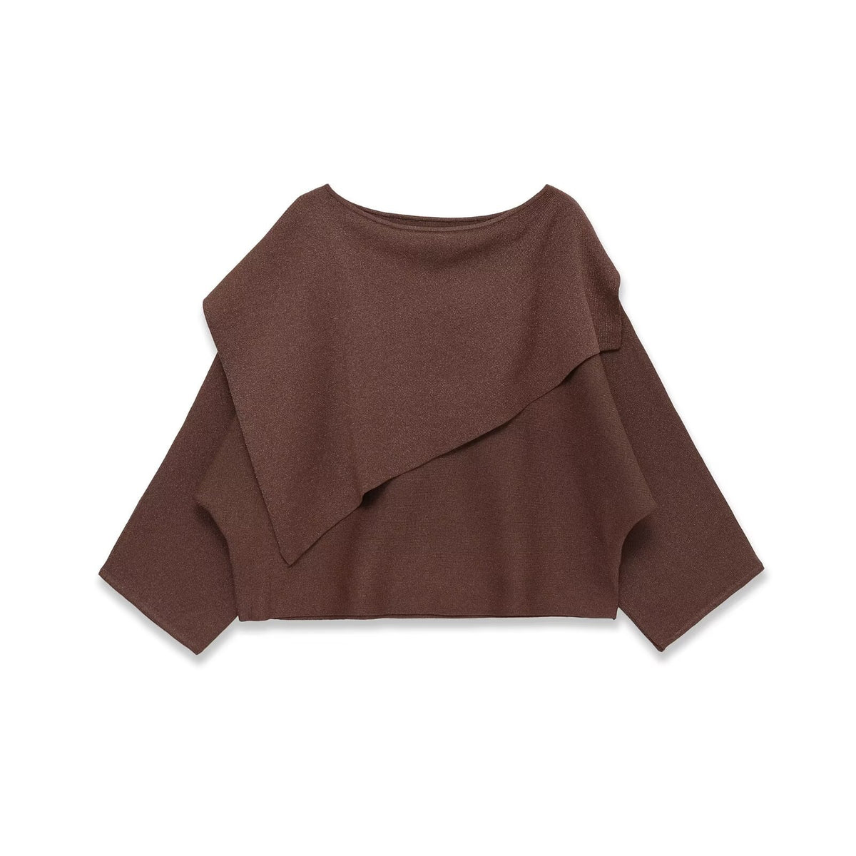 Women's Oversized Knit Poncho with Asymmetrical Ruffle Collar Fashion Glam