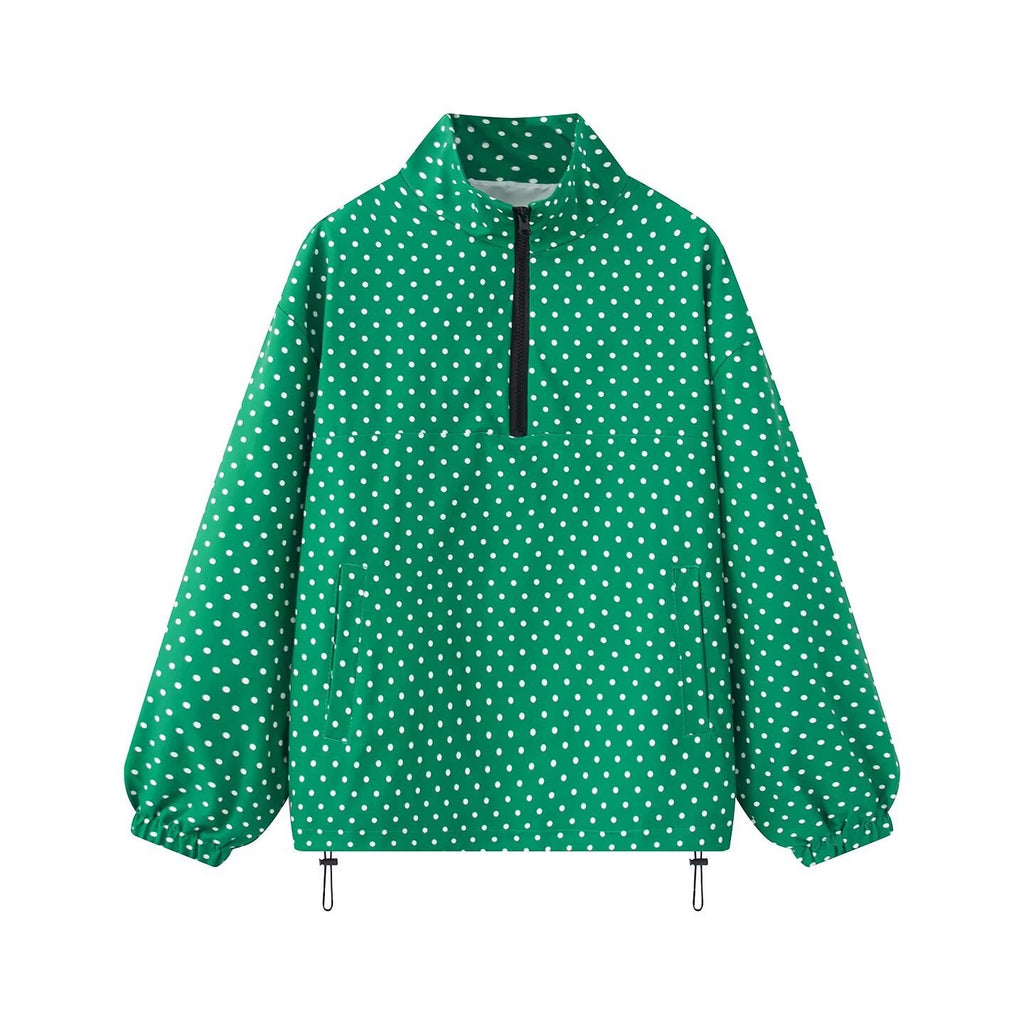 Women's Oversize Rain Anorak with Half Zip, Kangaroo Pocket and Drawstring Hem Fashion Glam
