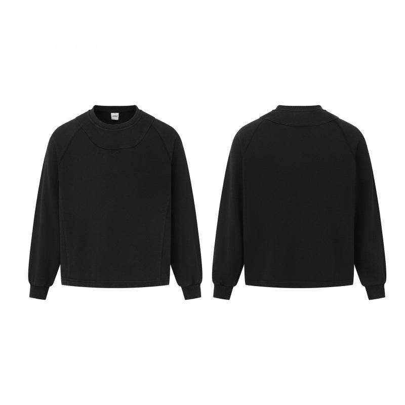 Unisex Boxy Sweatshirt with raglan sleeves, round neckline and decorative yoke Fashion Glam
