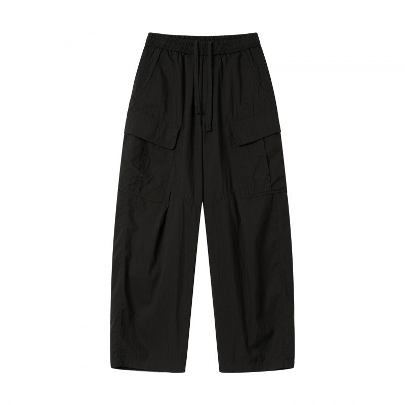Unisex Wide Cargo Pants with Elastic Waistband, Drawstring and Patch Flap Pockets Fashion Glam