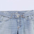 Women's High-Waisted Wide Jeans Culotte with Side Panel Inserts Fashion Glam