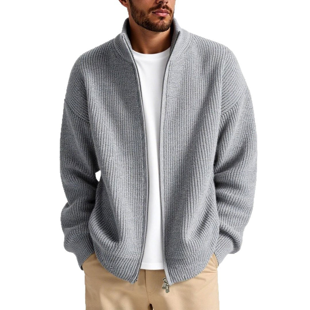 Men's cardigan with high collar and practical zipper Fashion Glam