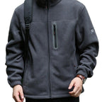 Men's Breathable Microfleece Jacket with Water-Repellent Chest Zip Placket and Stand-Up Collar Fashion Glam