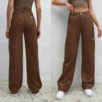 Ladies High-Waisted Utility Cargo Pants in Wide-Leg from sturdy Denim Fashion Glam