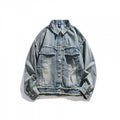 Unisex Boxy-Denim Jacket with frayed hem edges, flap pockets and vintage wash Fashion Glam