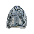 Unisex Boxy-Denim Jacket with frayed hem edges, flap pockets and vintage wash Fashion Glam