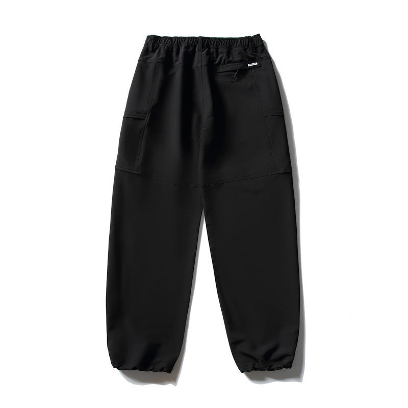 Men's Technical Cargo Casual Pants with Elastic Waistband, Knee Panels, and Zipper Pockets Fashion Glam