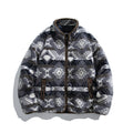 Unisex teddy fleece jacket in tribal pattern with stand-up collar and continuous zipper Fashion Glam