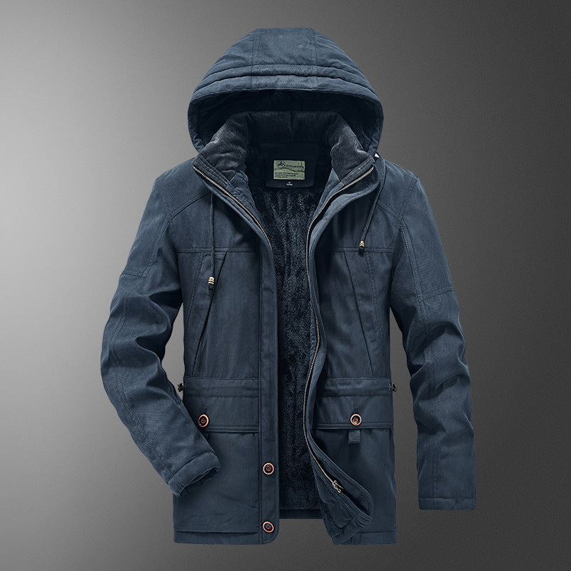 Men's insulated hooded parka with thermo teddy lining, windproof cotton blend outer shell, and multiple pockets Fashion Glam