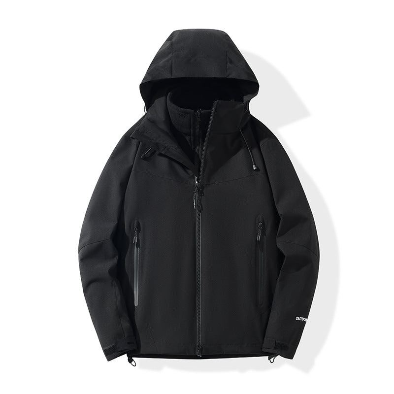 Men's softshell hybrid jacket with hood, taped zippers and adjustable hem Fashion Glam