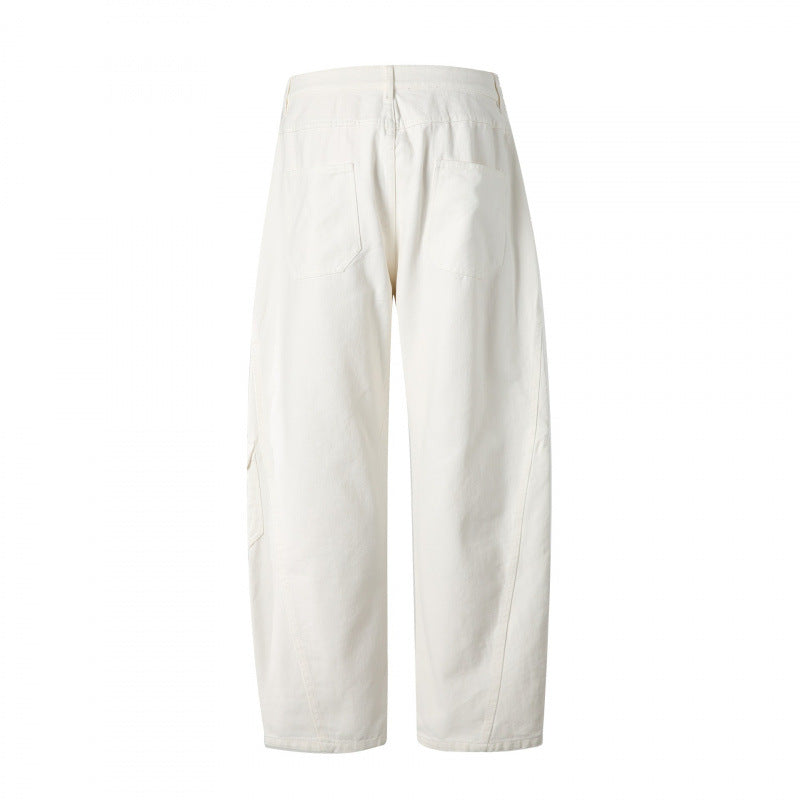 Unisex Wide Utility Cargo Pants made of sturdy cotton denim with a high waist and flap pockets Fashion Glam